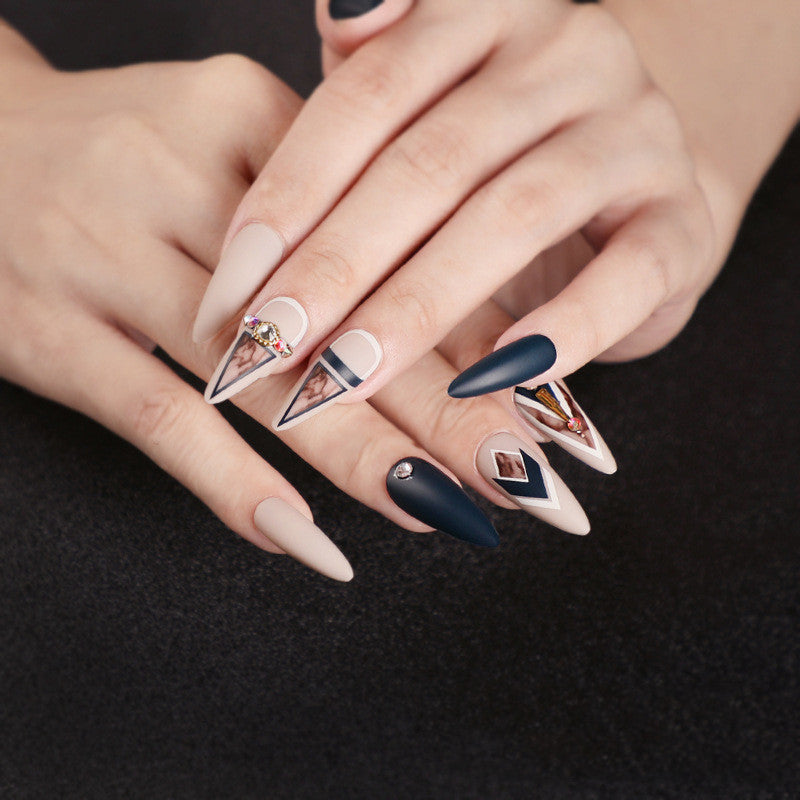 Matte False Nails Khaki Smudge Nails Matte False Nails Khaki Smudge Nails